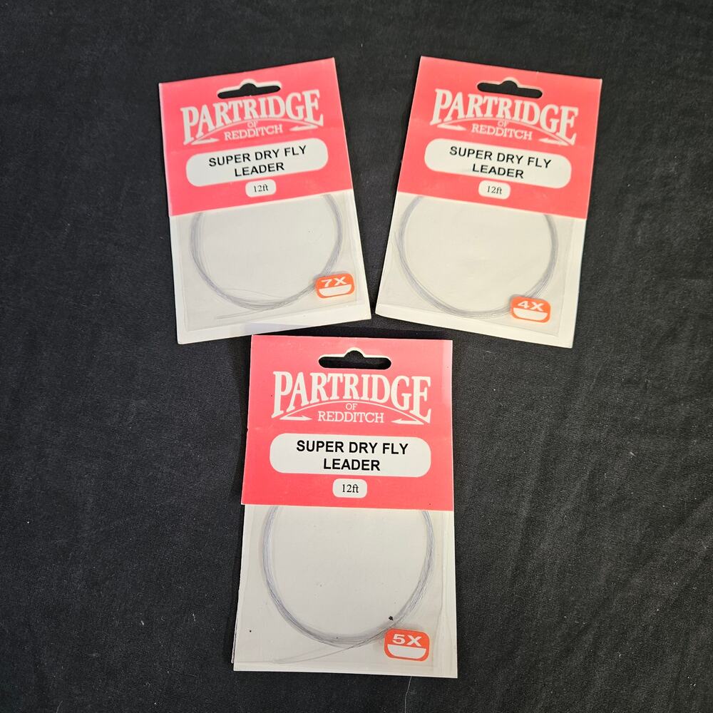Partridge of Redditch‎ Super Dry Fly Leader 12ft Lot of 3 4x, 5x, 7x